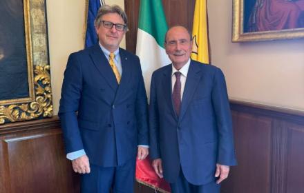 Il presidente Schifani con l'amministratore di Sis Pivetti
